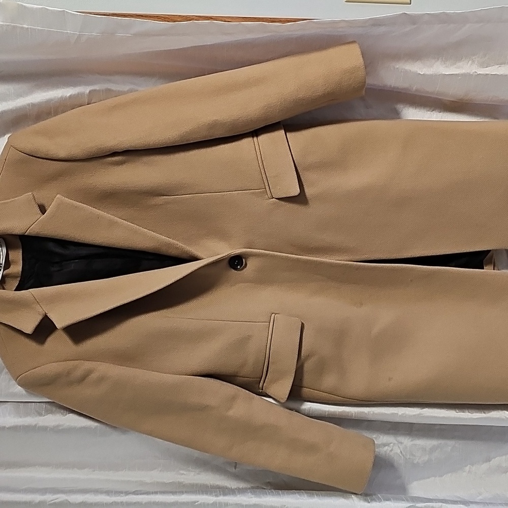 ZARA WOOL COAT MANTECO LIGHT TAN - Picture 8 of 12